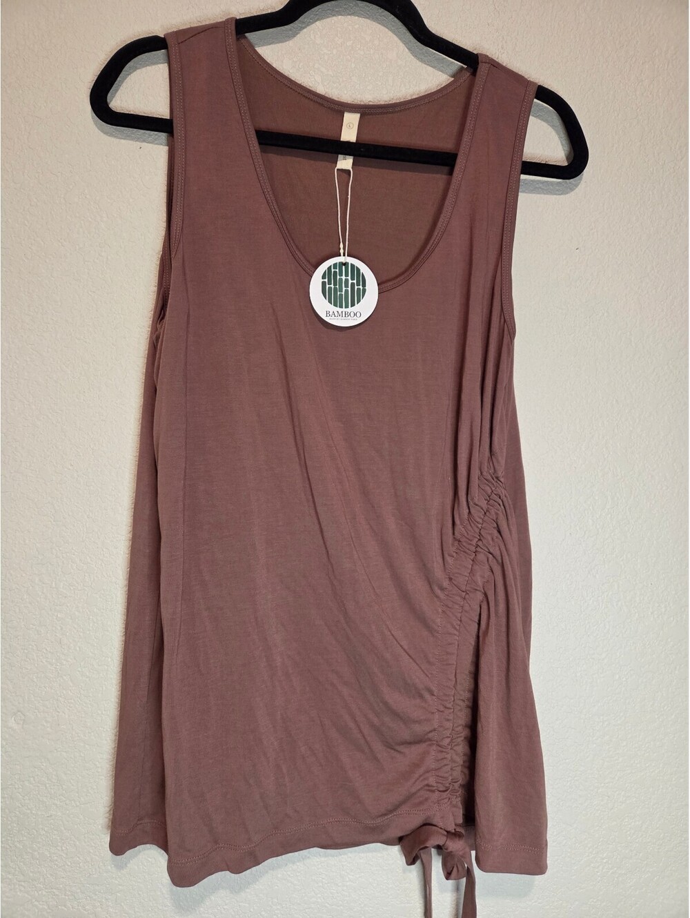 Wishlist Bamboo Fiber Sleeveless Tunic Top with Side Drawstring, L
